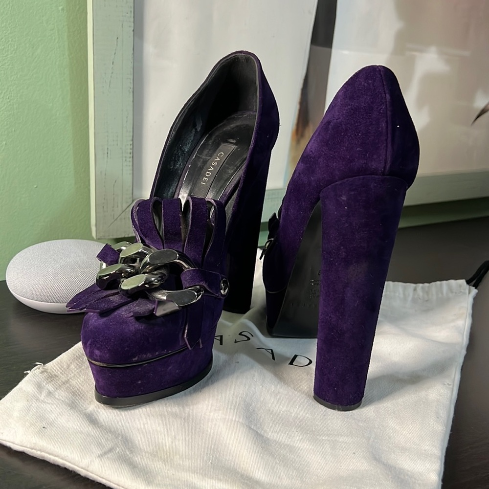 CASADEI suede purple pump